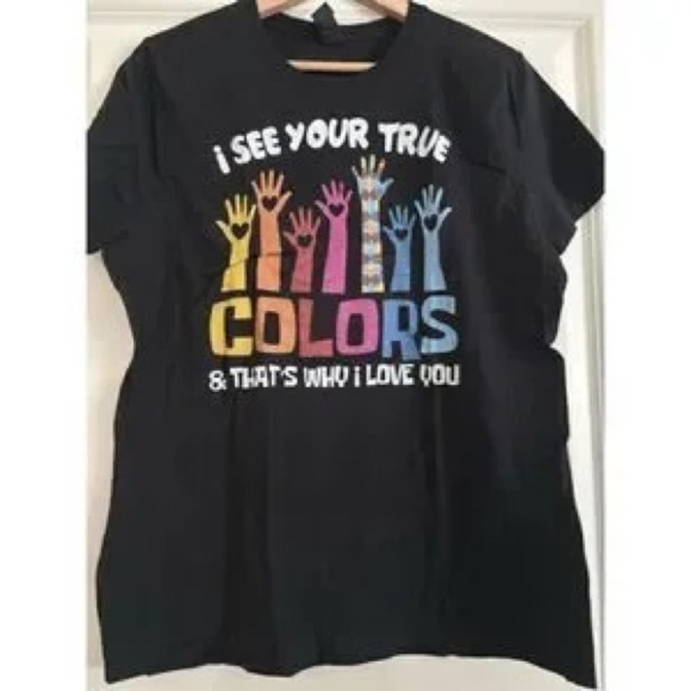 Black Short-Sleeve Graphic Tee - 'I See Your True Colors'